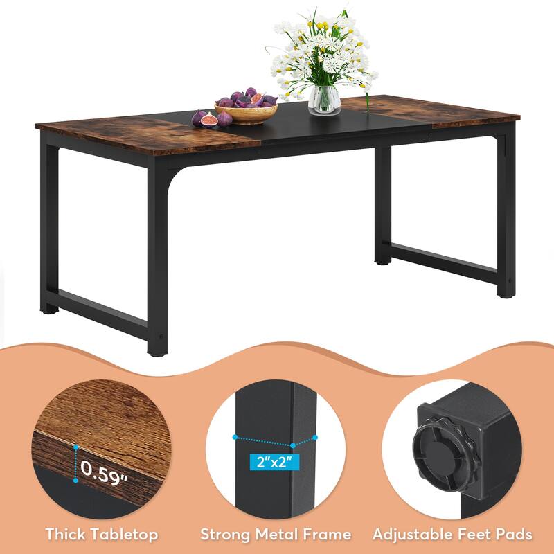 63" Industrial Dining Table for 4-6, Kitchen Table for Dinning Room - 63" L x 31.5" W x 29.53" H