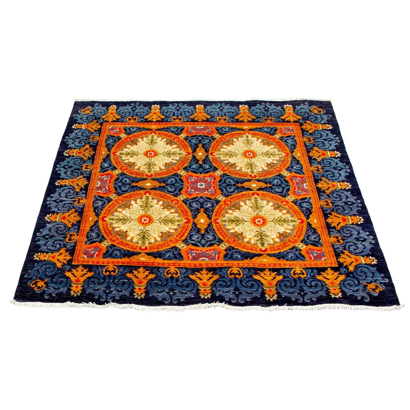 ECARPETGALLERY Handknotted Lahore Finest Collection Blue Wool Rug 6
