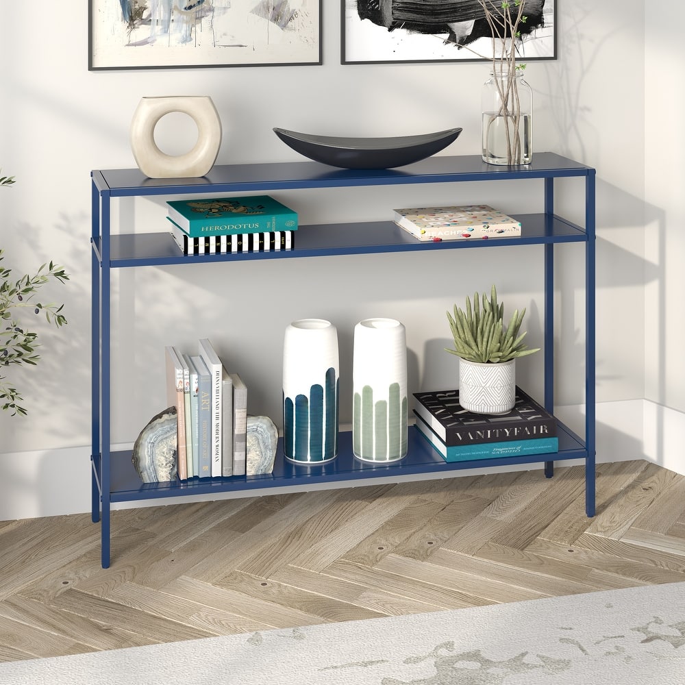 Ricardo Rectangular Console Table with Metal Shelves