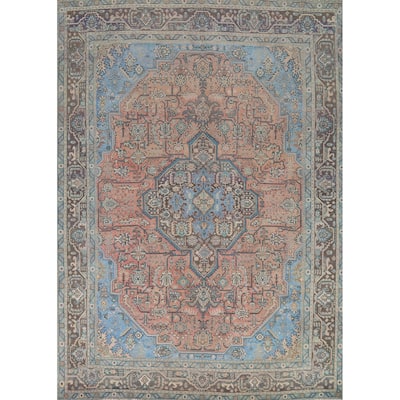 Light Pink Medallion Tabriz Persian Area Rug Handmade Wool Carpet - 9'9"x 12'8"