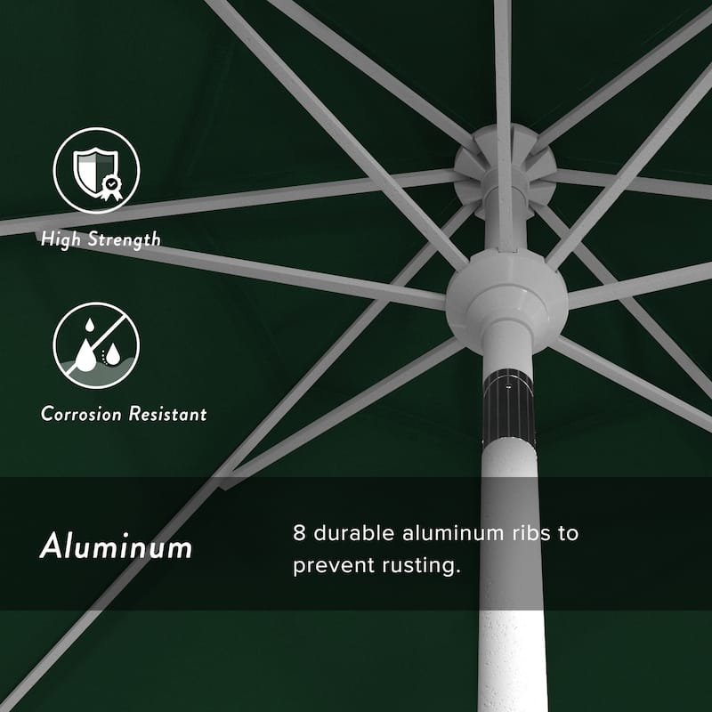 California Umbrella 9' Rd Golden State Series Patio Umbrella White Aluminum Frame Crank Lift Collar Tilt Olefin Royal Blue