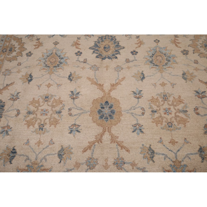 Hand Knotted Oriental 100% Wool Carpet Transitional All-Over Beige & Ivories Oushak Area Rug - 10' 0'' X 8' 0''