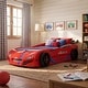 preview thumbnail 4 of 12, Furniture of America Laszlo Modern Race Car-Shaped Twin Bed with Trundle Red
