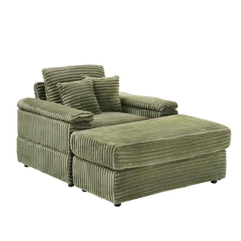 Corduroy Single Sofa Sets with 2 Throw Pillows and 500lb Weight Capacity