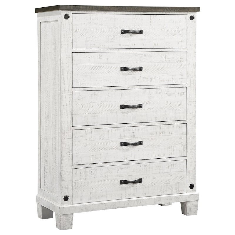 Lilith 5-drawer Bedroom Chest Distressed White - Distressed White - 5-drawer