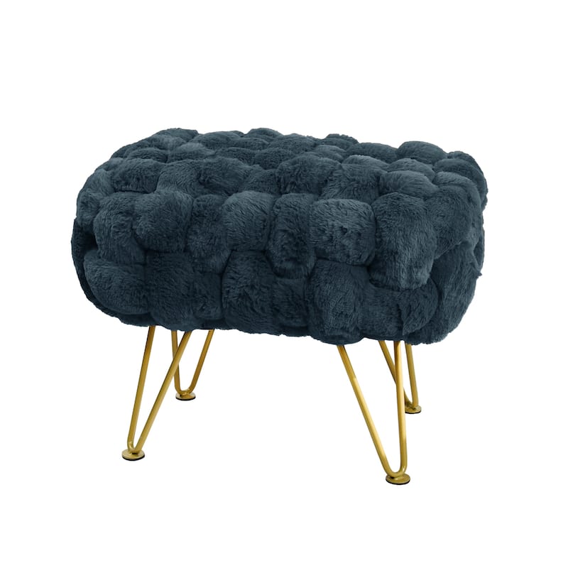 Soft Fauxfur Pouf Stool Ottoman Fuzzy Entryway Bench Seat 27"x20"x19"