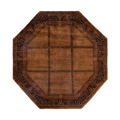 Overdyed One-of-a-Kind Hand-Knotted Octagon Area Rug - Brown - 7' 1" x 7' 1"