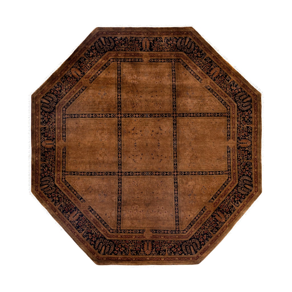 Overdyed One-of-a-Kind Hand-Knotted Octagon Area Rug - Brown - 7' 1" x 7' 1"