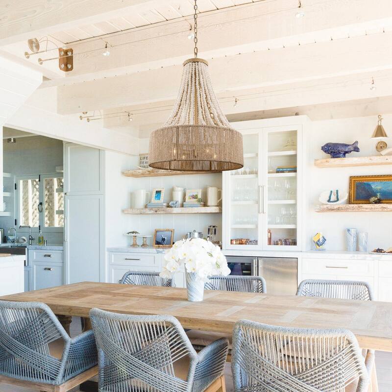 4-Light Golden Farmhouse Wood Bead Chandelier