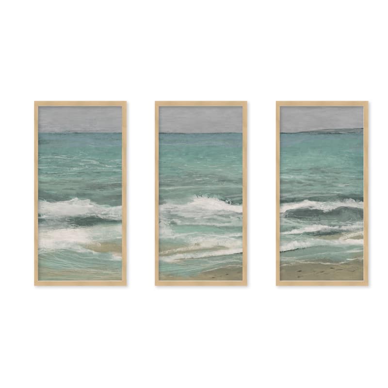 "East Bank Waves" Set of Three Framed Textured Wall Art - Multi-Color