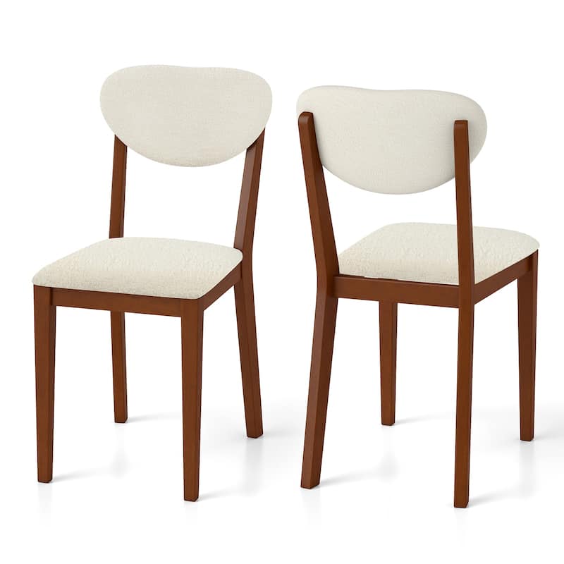 Gymax Sherpa Dining Chairs Set of 4 w/Rubber Wood Legs Padded Seat &