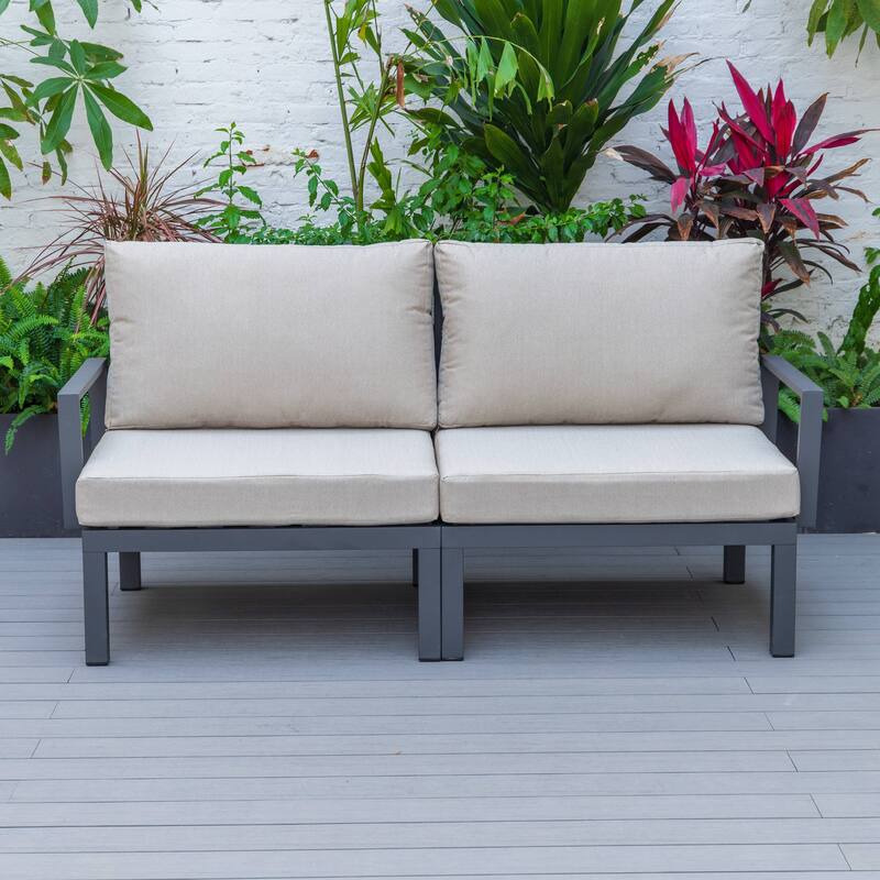 LeisureMod Hamilton Modern 2-Piece Accent Arm Chair with Removable Cushion, 2-Seater Sofa for Home Outdoor Patio Porch Garden