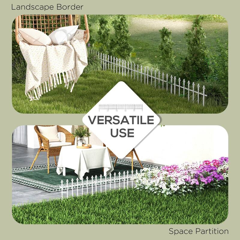 Outsunny Metal Decorative Garden Fence, 9.2' x 17.25" 5 Pack Steel Fence Panels, Decorative Border Fence for Landscape, Flower