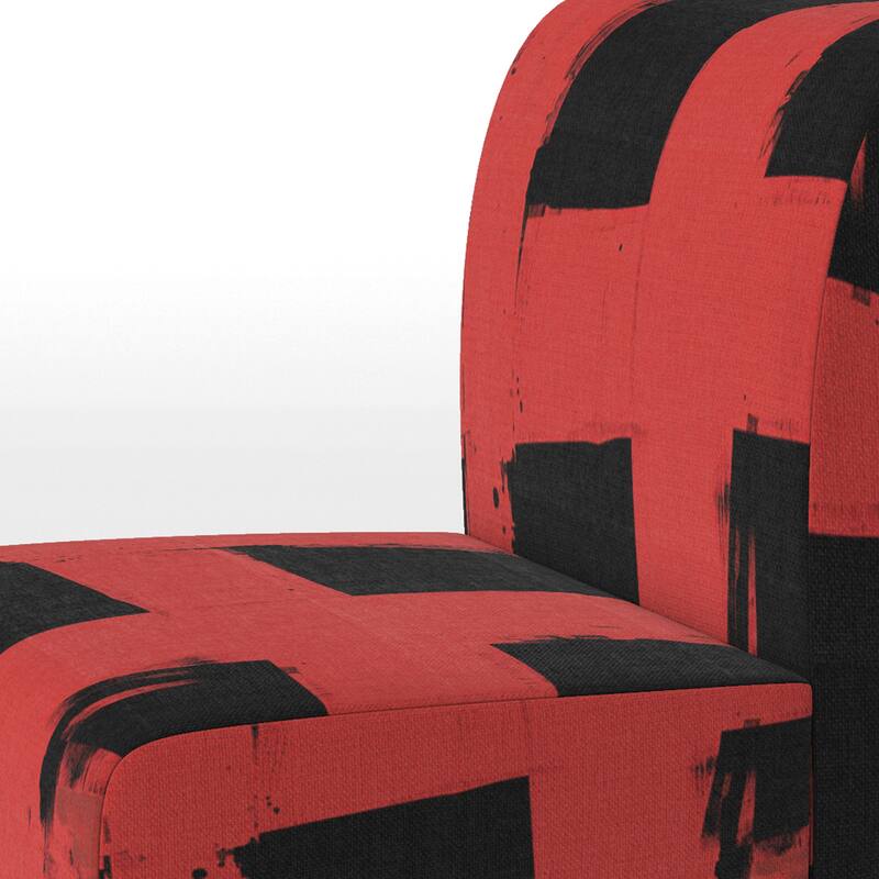 Designart "Black & White Crossing Paths II" Upholstered Abstract Accent Chair - Modern Arm Chair For Living Room