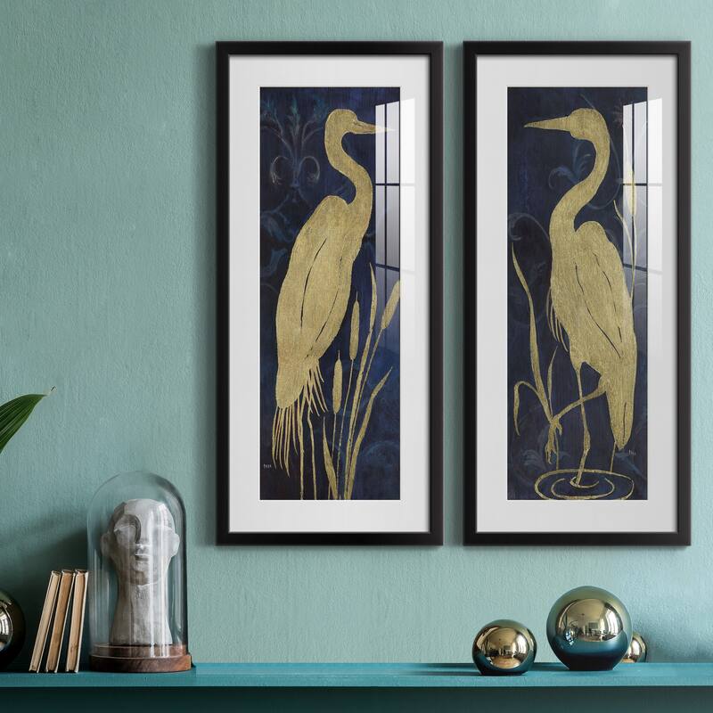 Egret on Indigo I-Premium Gallery Framed Print - Ready to Hang