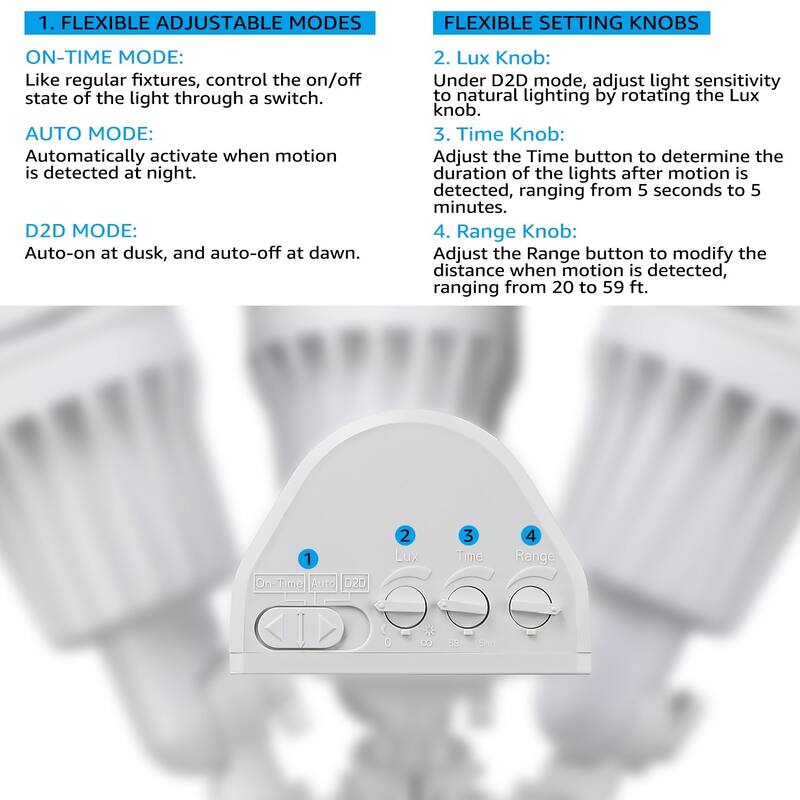 3CCT LED Security Lights Motion Sensor, 35W, Dusk to Dawn, 3 Head