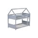 preview thumbnail 39 of 40, Twin Over Twin House Floor Bunk Bed with Roof, Guardrails & Ladder