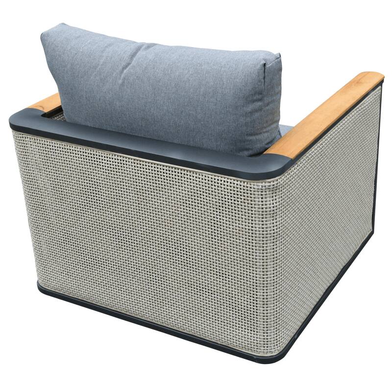 Arvin 4-Piece Outdoor Patio Conversation Set in Aluminum with Olefin Fabric Cushions Sintered Stone Rectangular Coffee Table