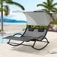 preview thumbnail 17 of 37, Outdoor Double Chaise Lounge Chair Rocking Lounger with Sunshade Canopy - 54.5"W*67.3"D*65.7"H