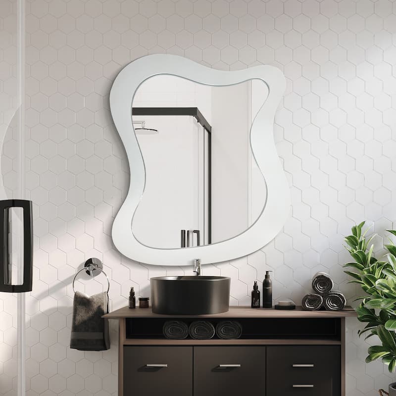 Asymmetrical Accent Mirror Irregular Wall Mirror - 20x24 - White