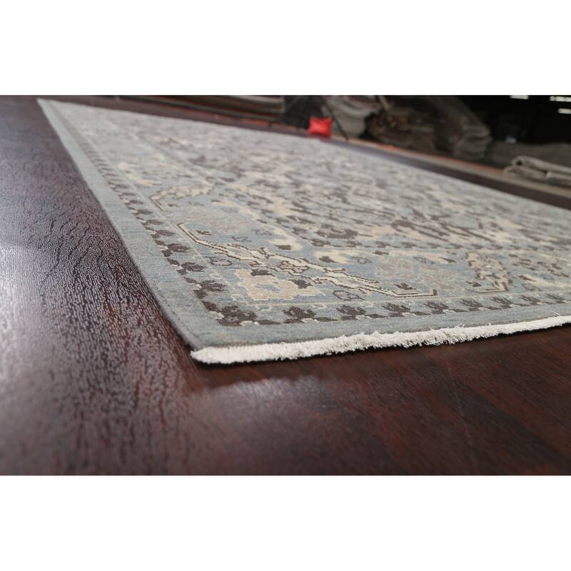 Silver Washed Turkish Ziegler Wool Area Rug Living Room Carpet - 6'7" x 9'10"