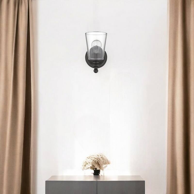 Modern Clear Glass Shade Wall Sconce with Swing Arm for Home Lighting - 1 - Bronze