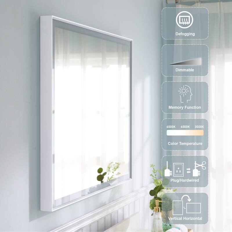 Wall Mounted Bathroom Heavy Duty Framed LED Mirror With bright light And And Memory Function