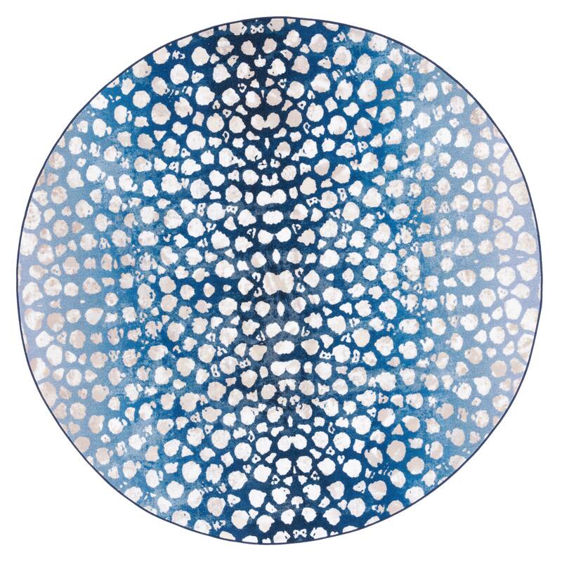 SAFAVIEH Journey Machine Washable Slip Resistant Deidre Rug - 6'7" x 6'7" Round - Navy/Beige - Round
