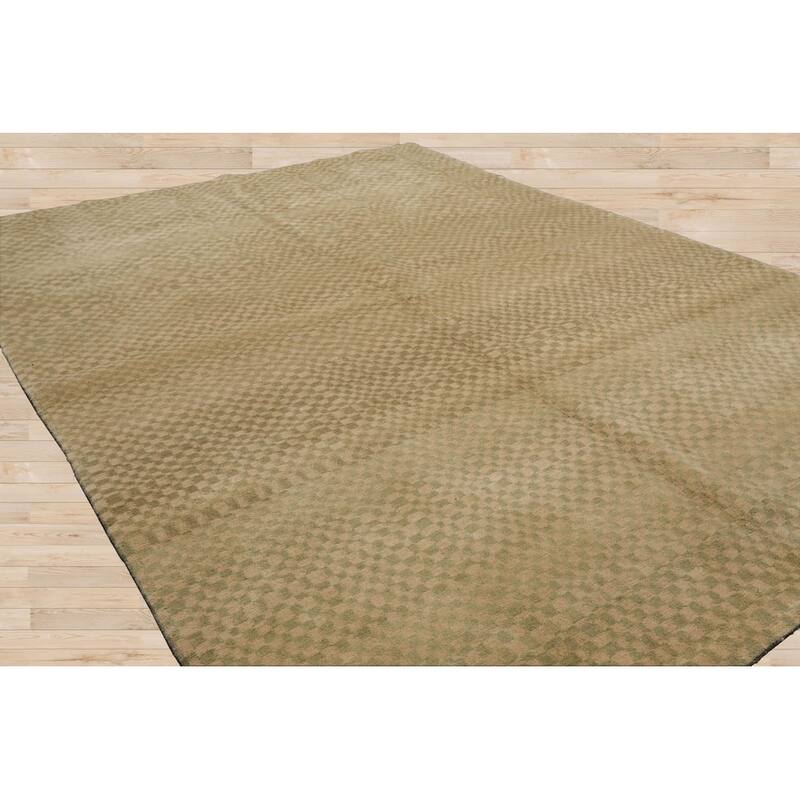 Hand Knotted Beige, Sage Tibetan 100% Wool Modern Oriental Area Rug - 4' 11'' x 6' 10''