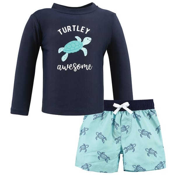 slide 1 of 1, Hudson Baby Boys Swim Rashguard Set, Sea Turtle 12-18 Months - Sea Turtle