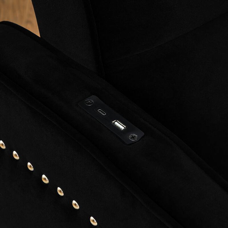 Modern Loveseat Sofa Bed With Pull-out Bed,TypeC and USB Charging