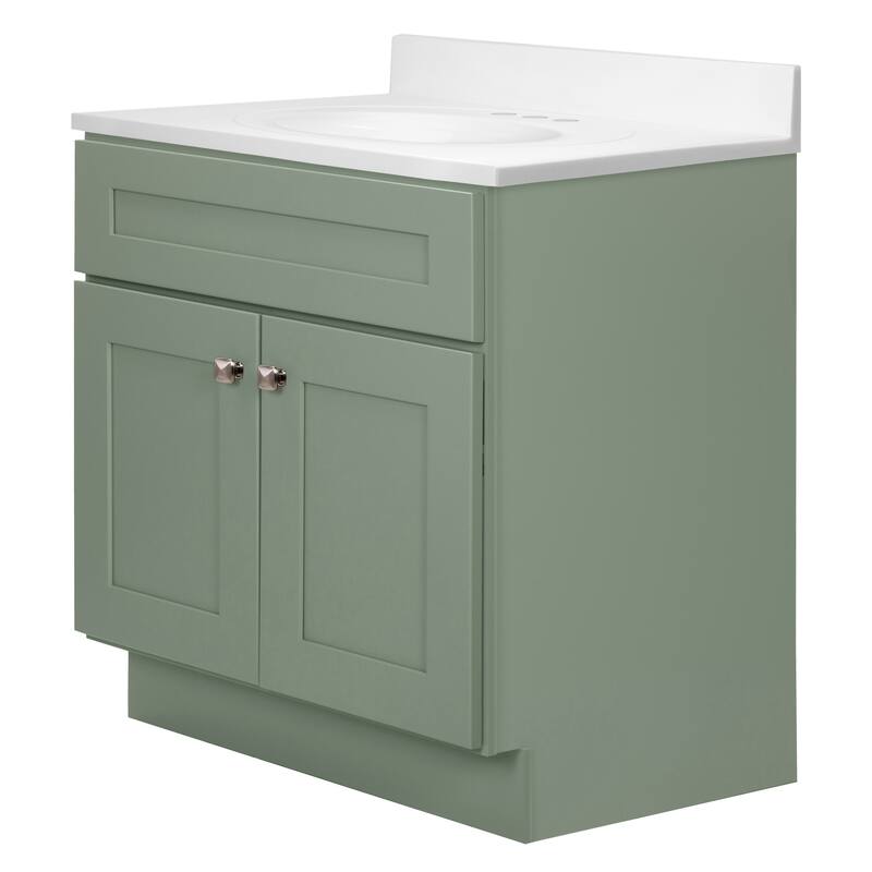 Brookings 31 Inch Assembled Bath Vanity with Solid White Top