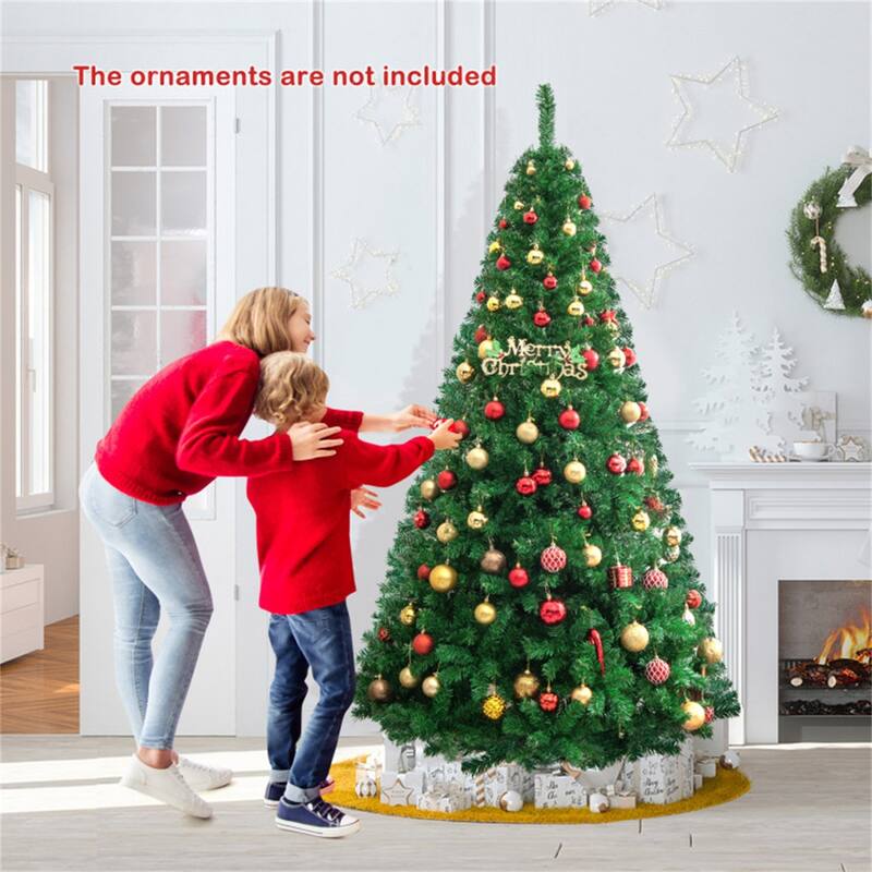 Green Artificial Christmas Tree PVC Metal Stand Indoor Outdoor Full Lifelike Easy Setup Holiday Decor - 7'