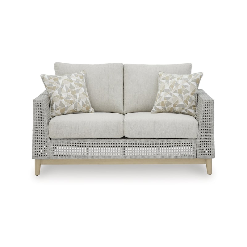 Signature Design by Ashley Seton Creek Gray Outdoor Loveseat with Cushion - 58.5" W x 36.25" D x 35.88" H