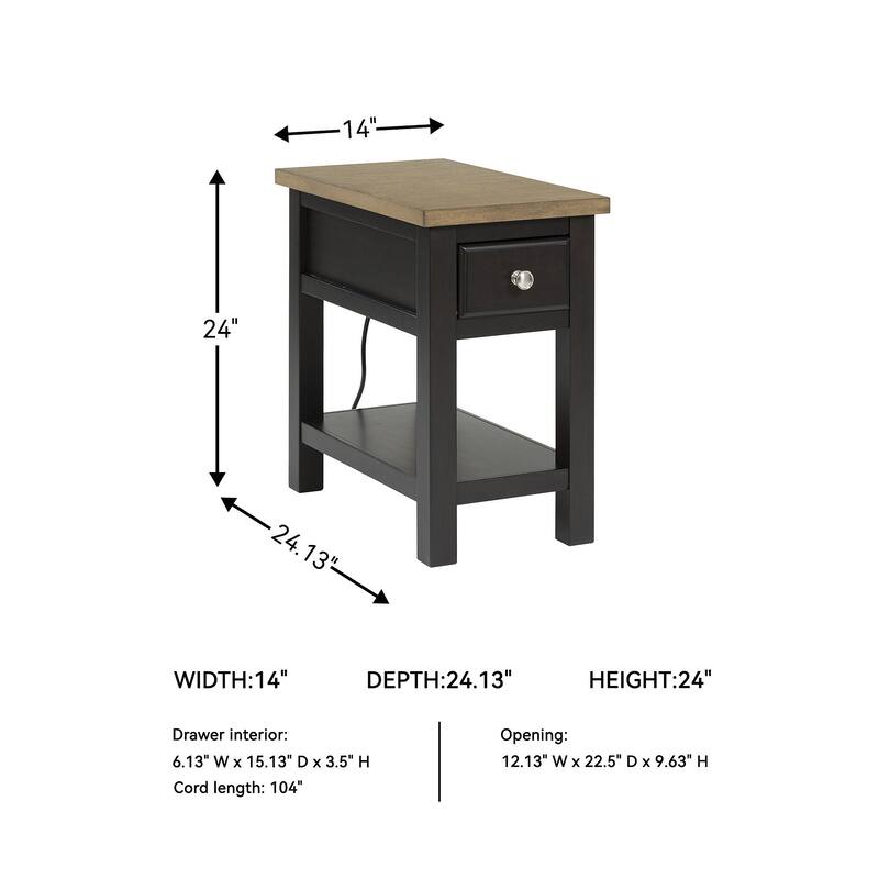 Signature Design by Ashley Drazmine Dark Brown/Light Brown Chair Side End Table - 14" W x 24.13" D x 24" H