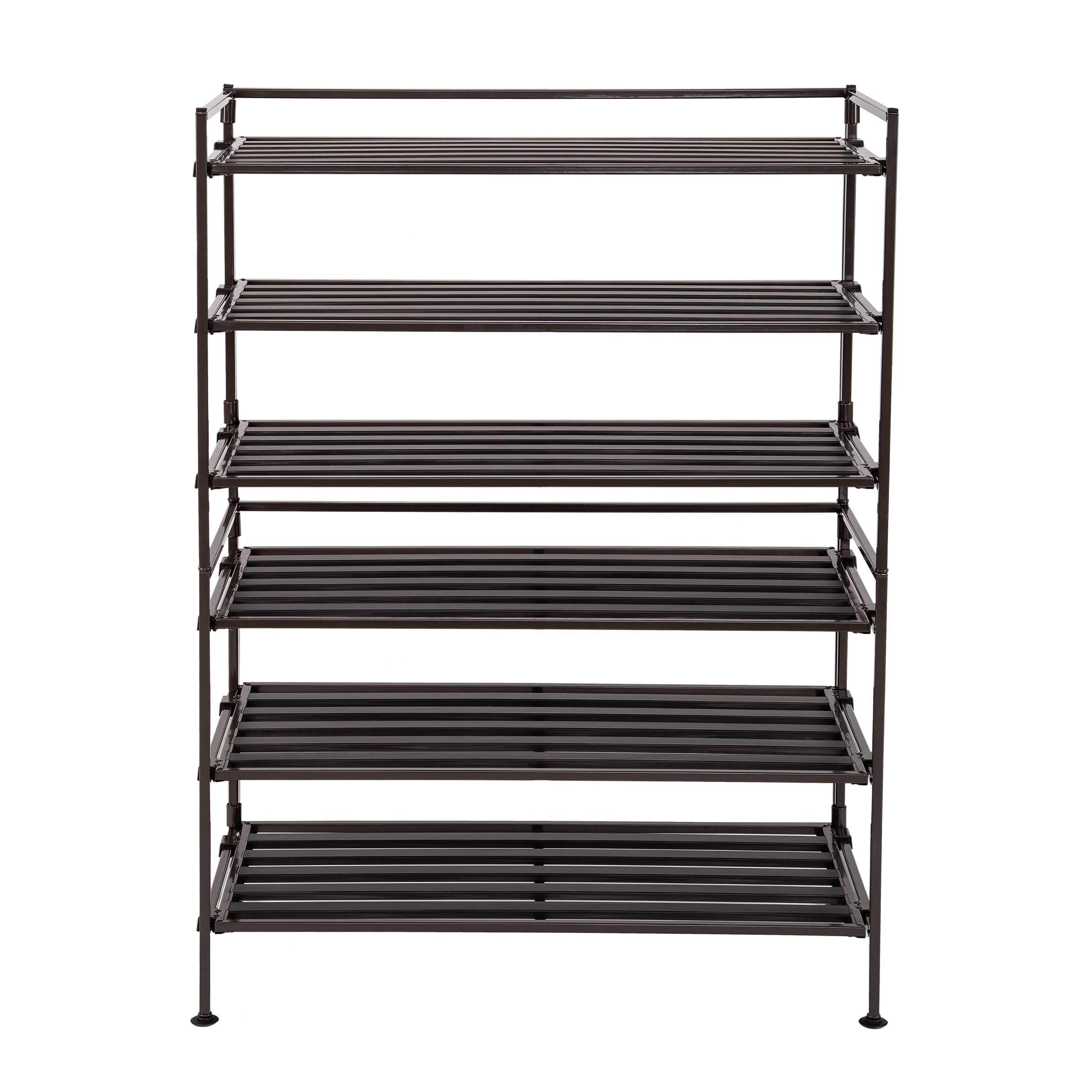 SONGMICS Shoe Rack, 8-Tier Shoe Organizer, Metal Shoe Storage for Garage,  Entryway, Set of 2 4-Tier Stackable Shoe Shelf, with Adjustable Flat or  Angled Shelves, Holds 32-40 Pairs, Black
