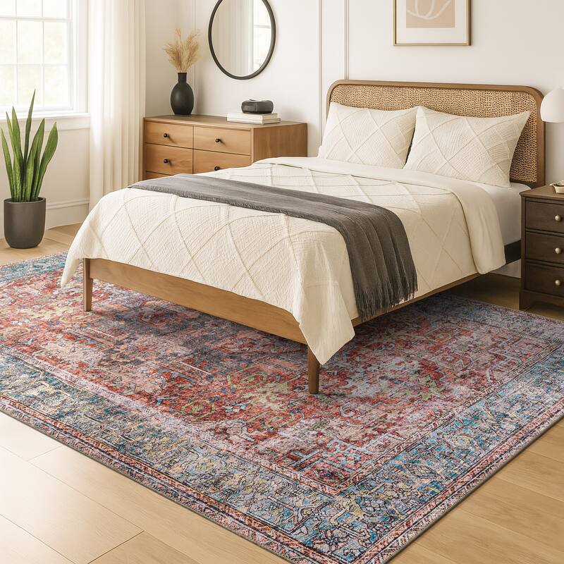World Rug Gallery Vintage Inspired Distressed Machine Washable Area Rug