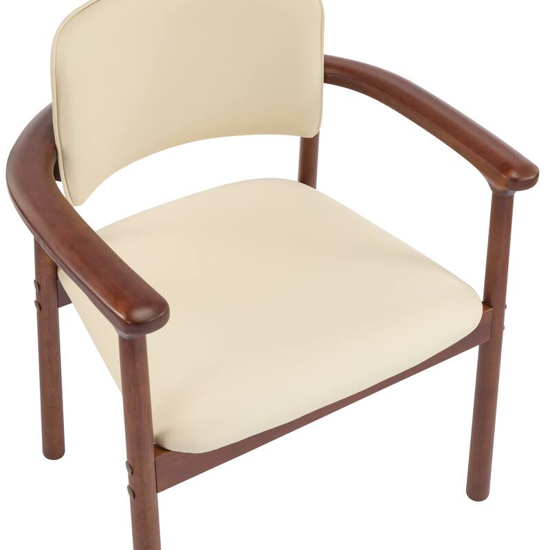 Dining Chairs Set of 2, Modern Kitchen & Dining Room Chairs, PU Upholstered Armchairs with Rubber Wood Frame