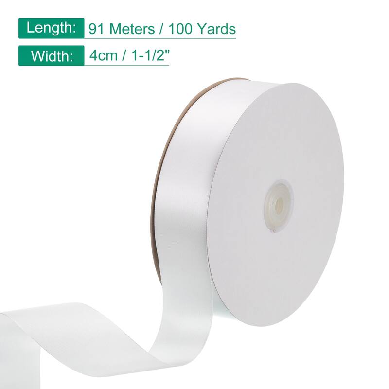 Satin Ribbon, 100 Yards Single Face Polyester Satin Ribbon - Natural White - 1-1/2 Inch