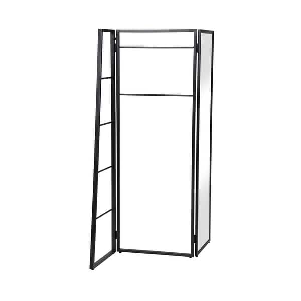 Ravvi Contemporary Black Coat Stand with Mirror by Furniture of America