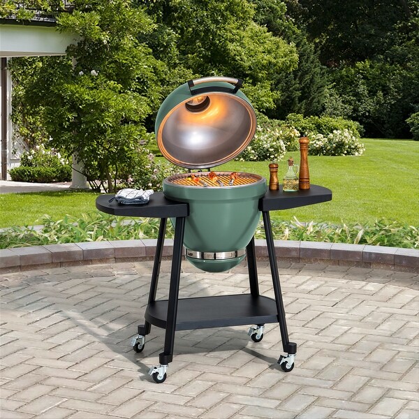 Sunjoy 20 in. Charcoal Grill, Egg-shaped Outdoor Grill with Pizza