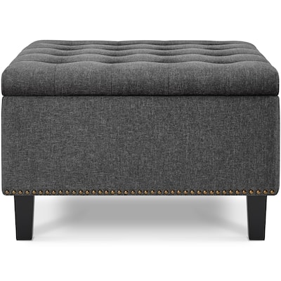 Yaheetech Folding Storage Ottoman Bench with Button Tufted, Dark Gray - 28"×28"×18"