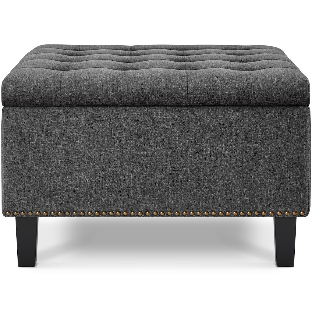 Yaheetech Folding Storage Ottoman Bench with Button Tufted, Dark Gray - 28"×28"×18"