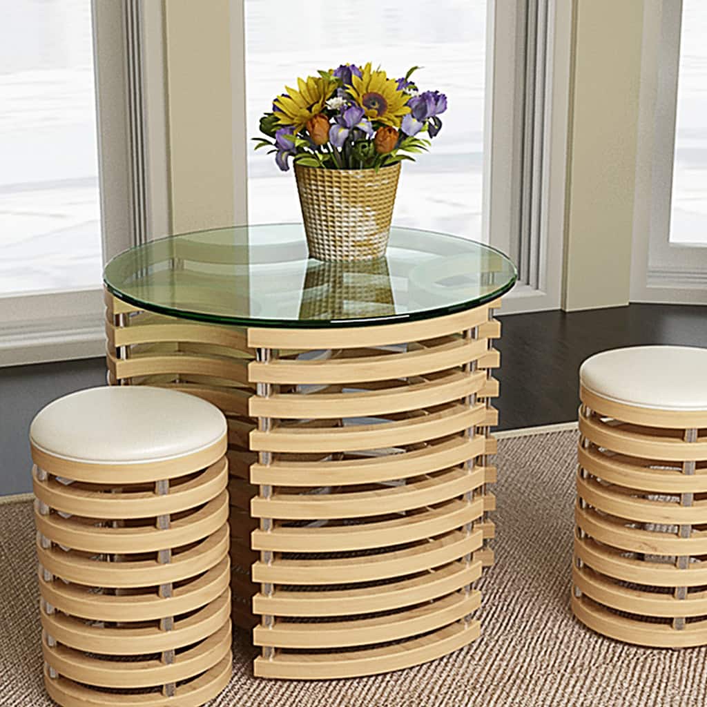 Bornmio 20-inch Round Tempered Glass Table - 20.00 x 20.00 x 0.24