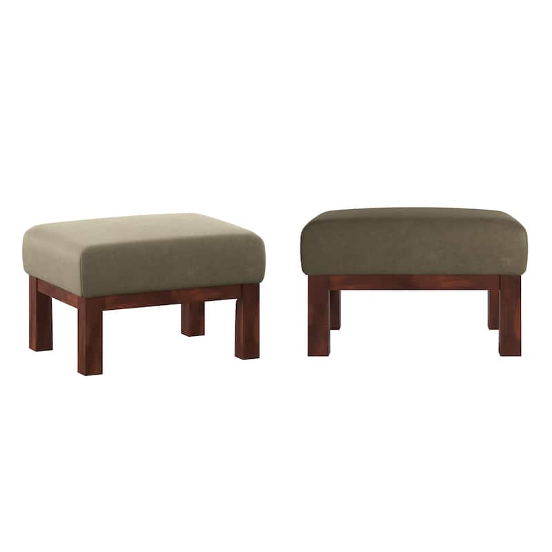 Sigulda Mission-Style Wood Accent Chair with Ottoman