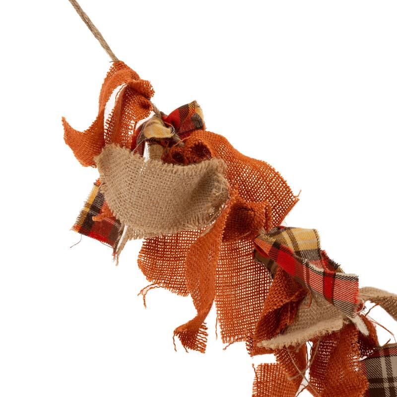 Glitzhome Fall Fabric Plaid Wreath or Garland Wall Hanging Decor