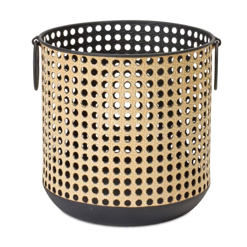 Punched Metal Pillar Candle Holders - 8.5" - Set of 2