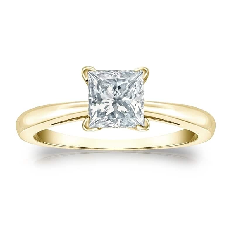 Auriya 2ctw Princess-Cut Solitaire Diamond Engagement Ring 14k Gold GIA Certified - 4 - Yellow