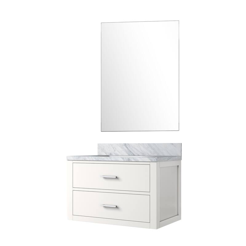 Castor Bath Vanity with Carrara Marble Top, Sink and Mirror
