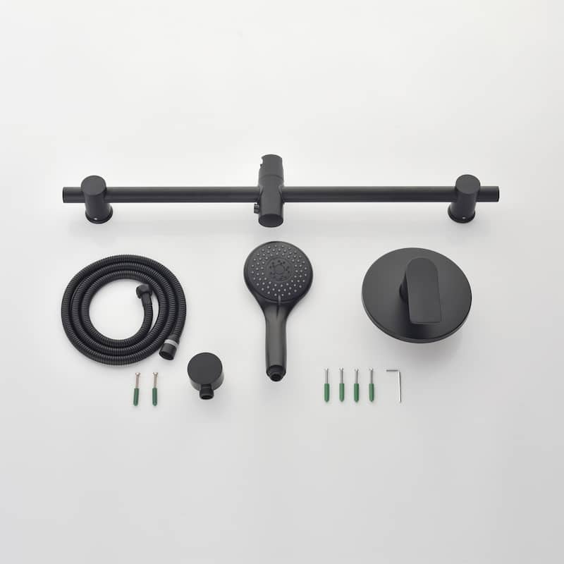Wall Mount Shower Faucet with Hand Shower Brass Complete Shower System with Slide Bar Valve Included